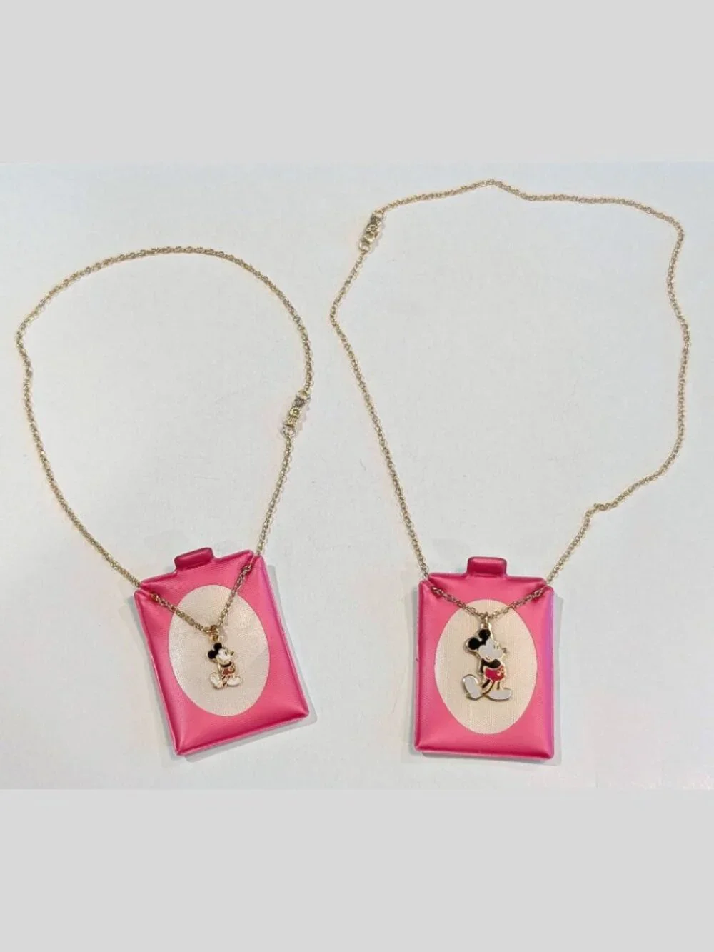 RARE VTG Walt Disney Mickey Mouse Enameled Gold Tone KIDS Pendant Necklaces